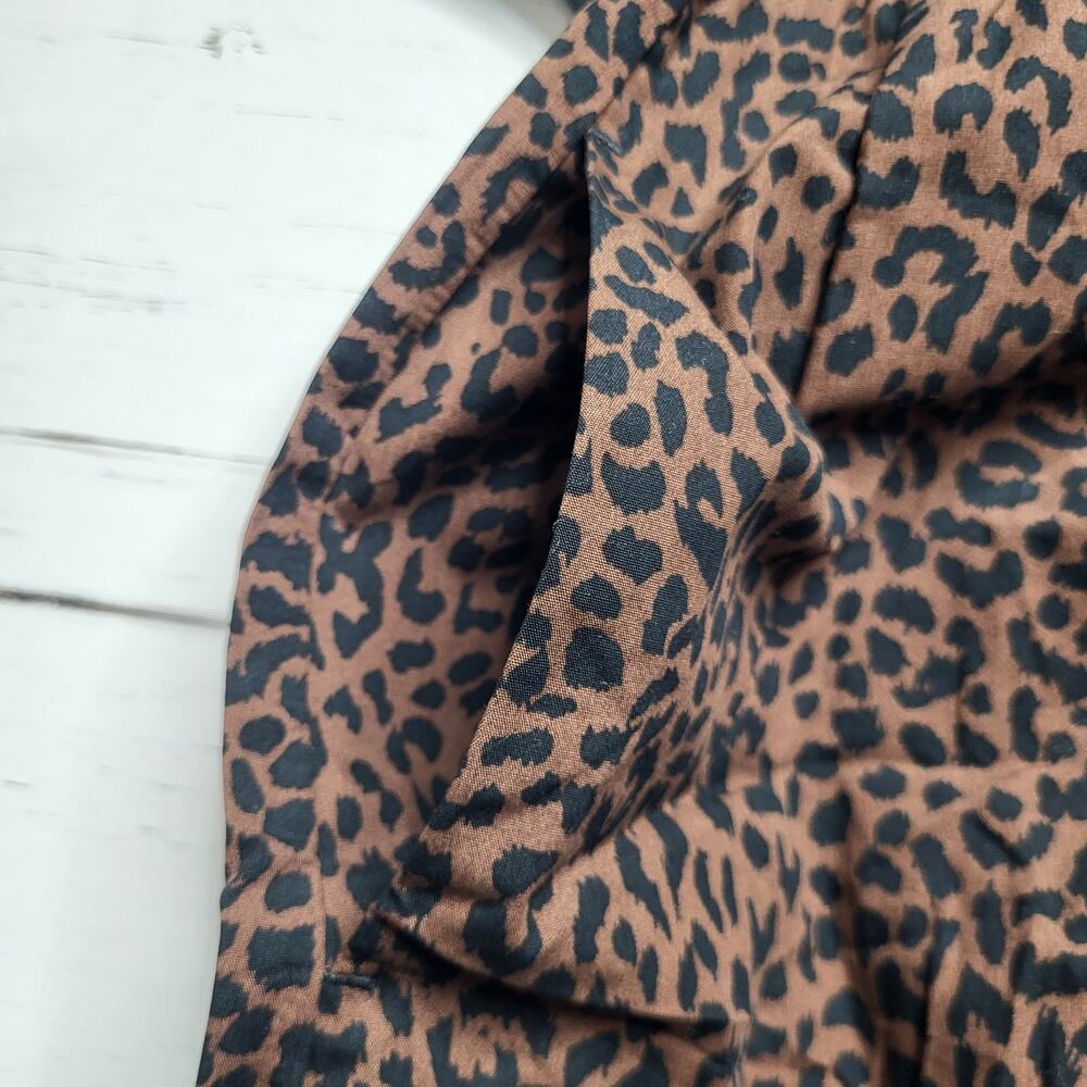 J Crew Printed Mock Neck Knit Mixed Media Midi Dress Black Brown Leopard Medium - Picture 5 of 8